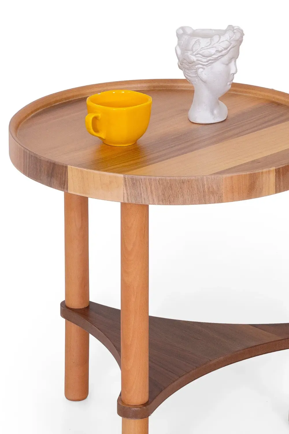 Polen Ahşap Ceviz Kaplama Yan Sehpa – Demonte, Modern ve Şık Tasa