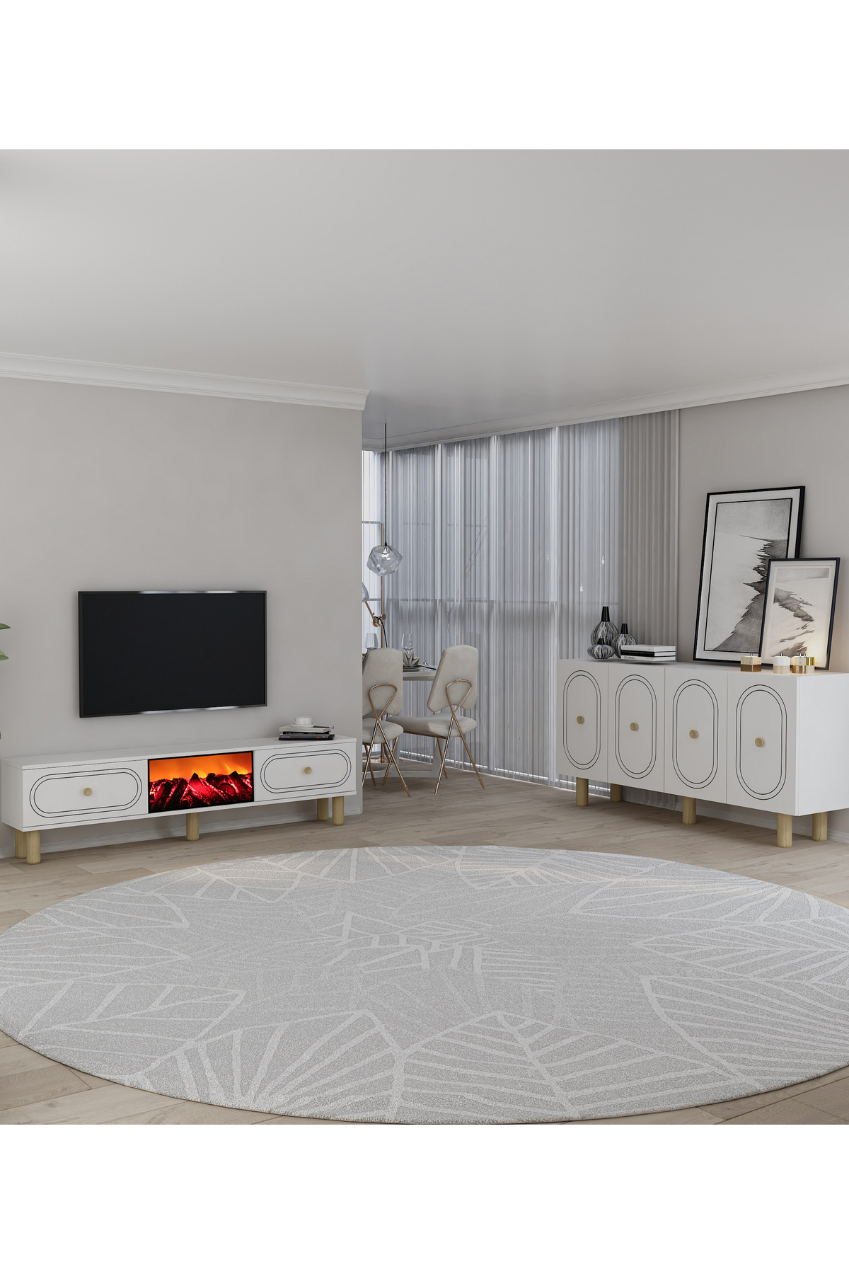 Cantek Dizayn Polenct Bohem Konsol (Kb150), Bohem Şömineli (A) Tv Sehpasi 2Li S