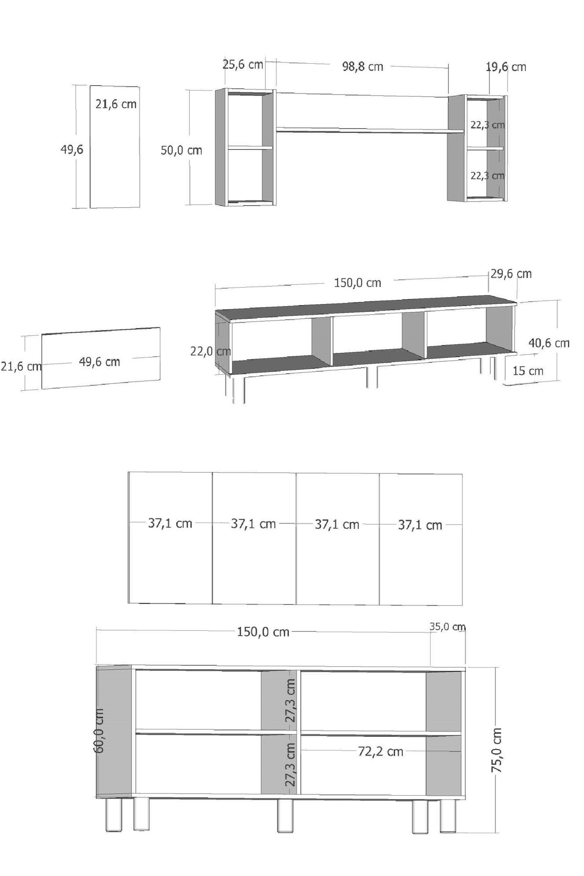 Cantek Dizayn Polenct Bohem Konsol (Kb150), Bohem Tv Ünitesi 2 Li Salon Takimi