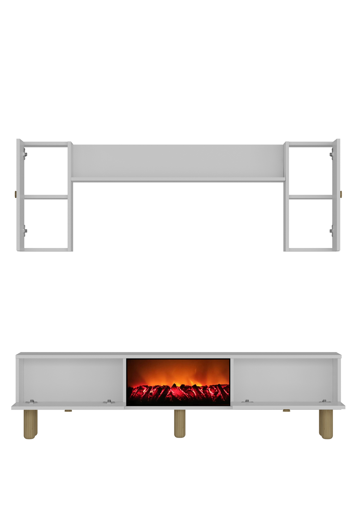 Cantek Dizayn Polenct Bohem Şömineli (A) Tv Ünitesi Takimi Beyaz-Beyaz