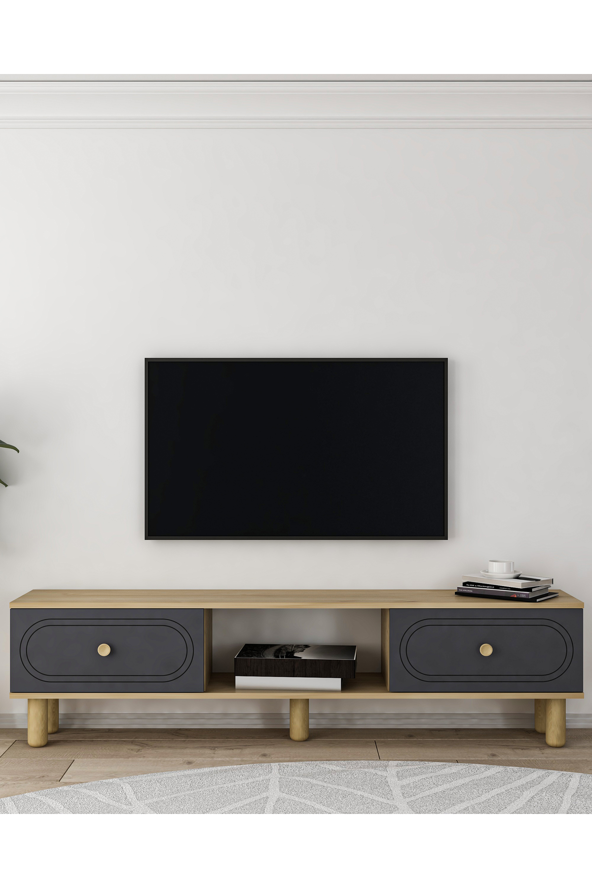 Cantek Dizayn Polenct Bohem Tv Sehpasi Safirmeşe-Antrasit