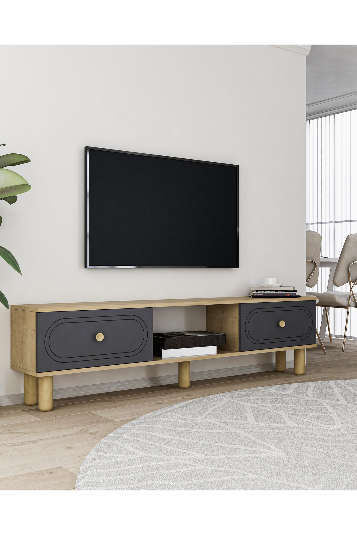 Cantek Dizayn Polenct Bohem Tv Sehpasi Safirmeşe-Antrasit