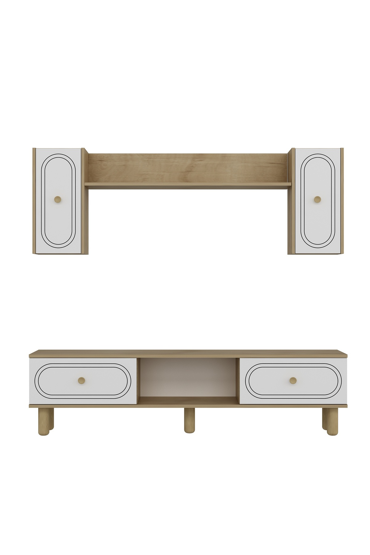 Cantek Dizayn Polenct Bohem Tv Ünitesi Takimi Safirmeşe-Beyaz