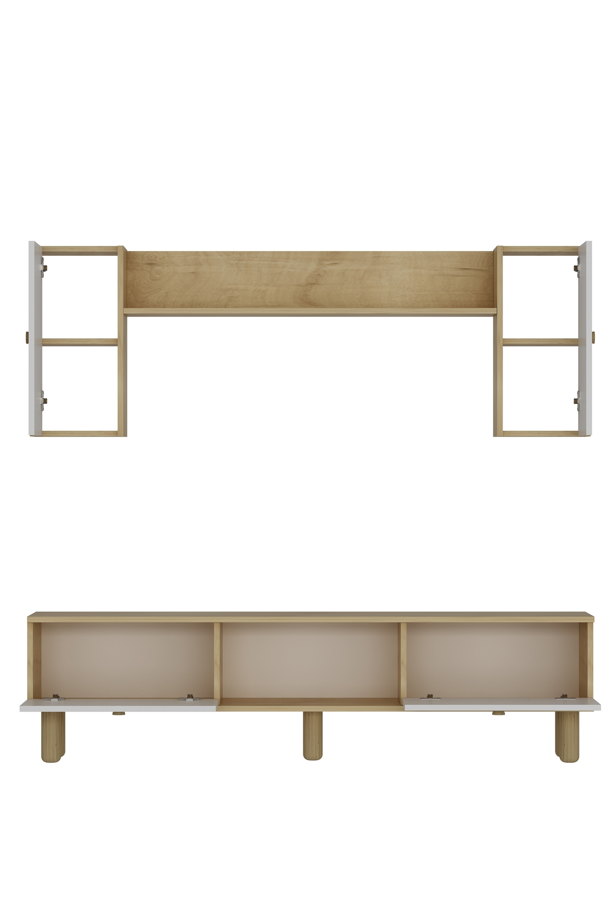 Cantek Dizayn Polenct Bohem Tv Ünitesi Takimi Safirmeşe-Beyaz