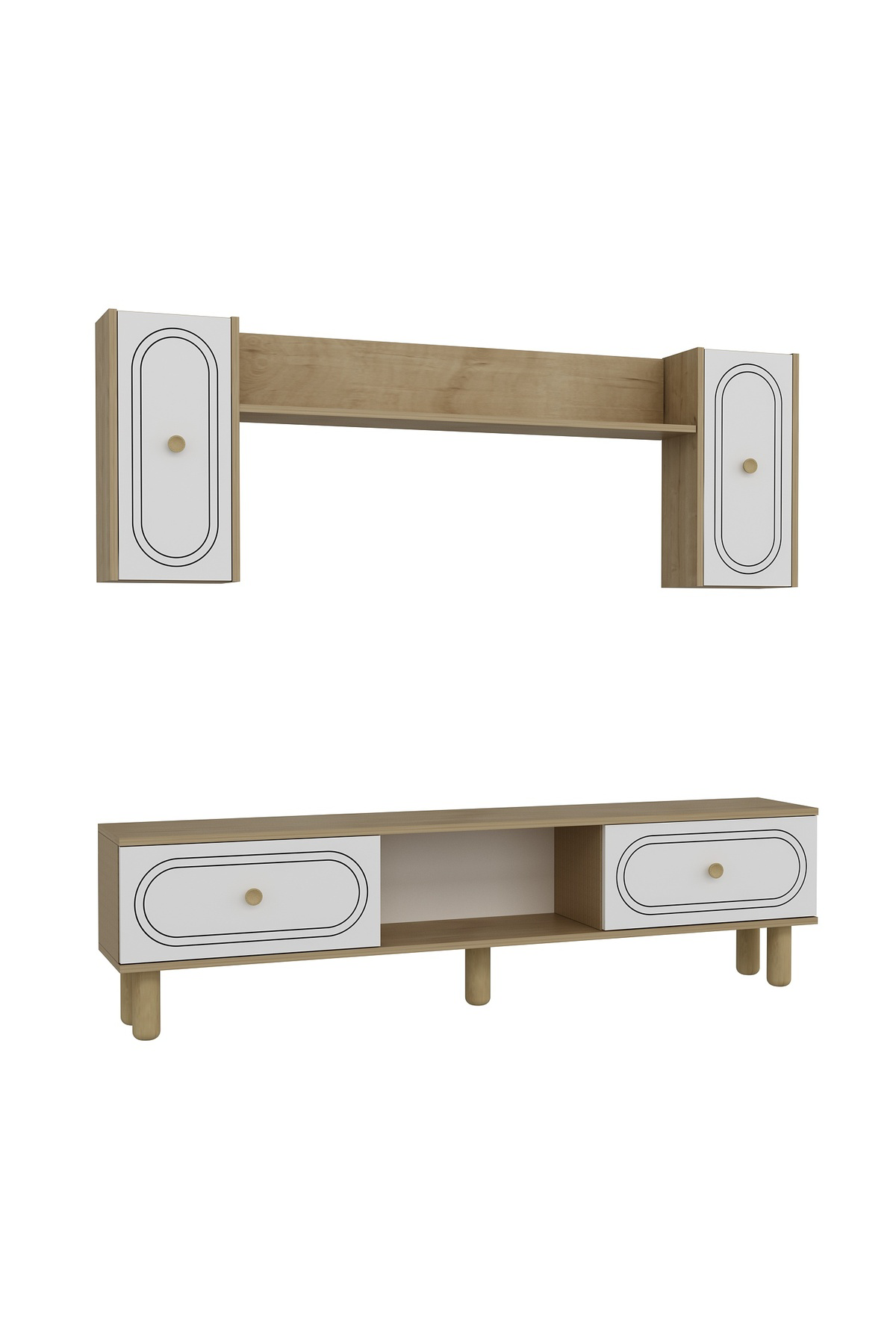 Cantek Dizayn Polenct Bohem Tv Ünitesi Takimi Safirmeşe-Beyaz