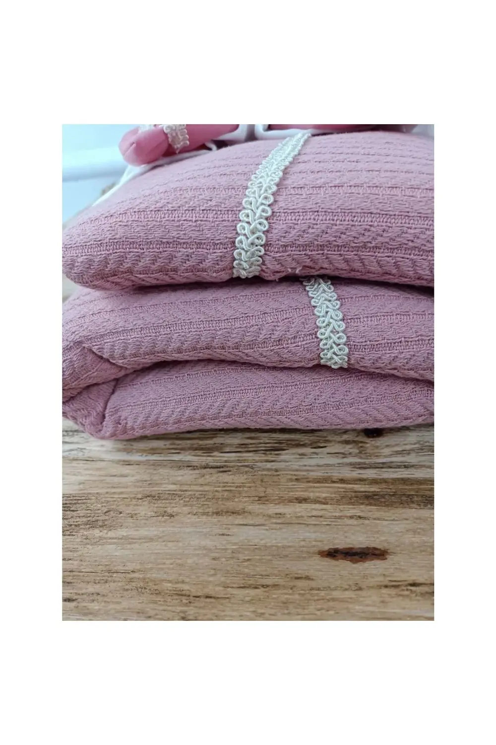 POLEXP Yenidoğan Örgü Trilüx Bebek Battaniyesi - Gül Kurusu