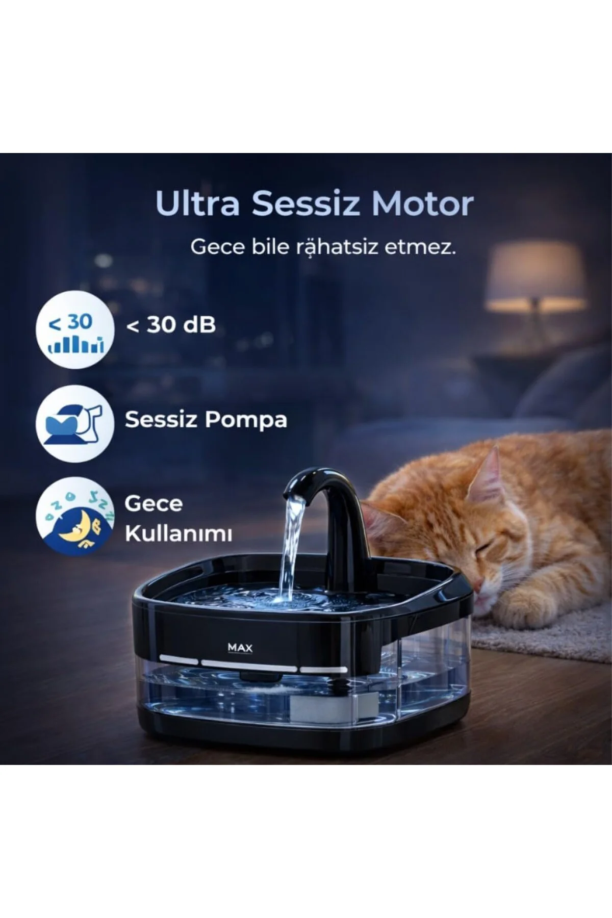 Polham Akıllı Otomatik Kedi Köpek Su Sebili 4.5L | Sessiz Motorlu