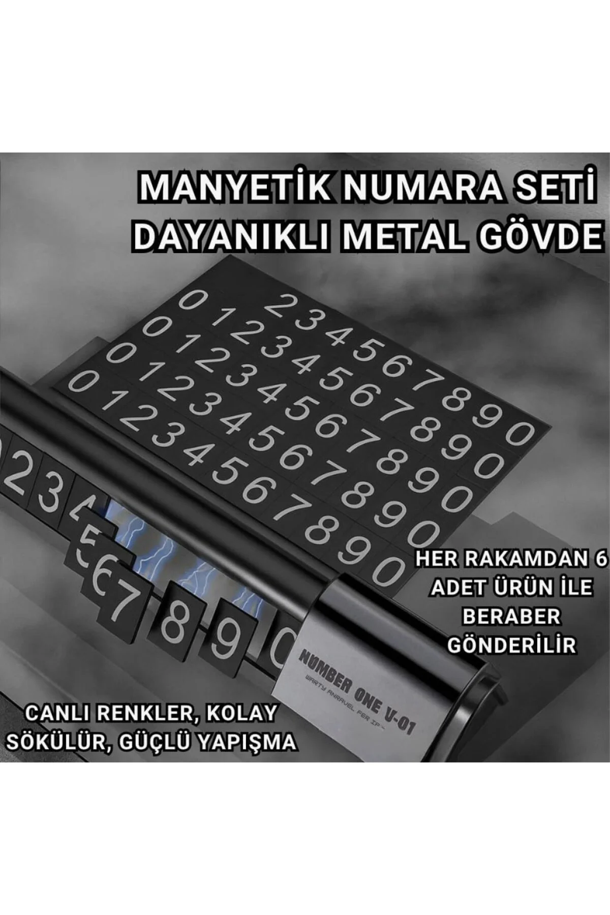 Polham Manyetik Fosforlu Geçici Park Numaratörü, Açılır Kapanır, Şık ve Dayanıklı Tüm A