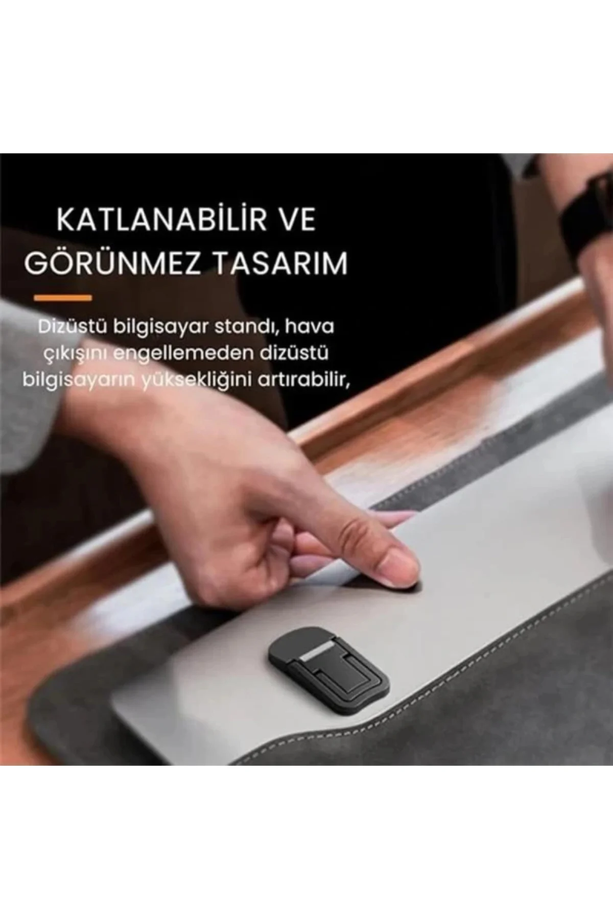Polham Metal 2 adet 7MM 3M Yapışkanlı Katlanabilir Ultra Mini Laptop Standı,2 Açılı Laptop