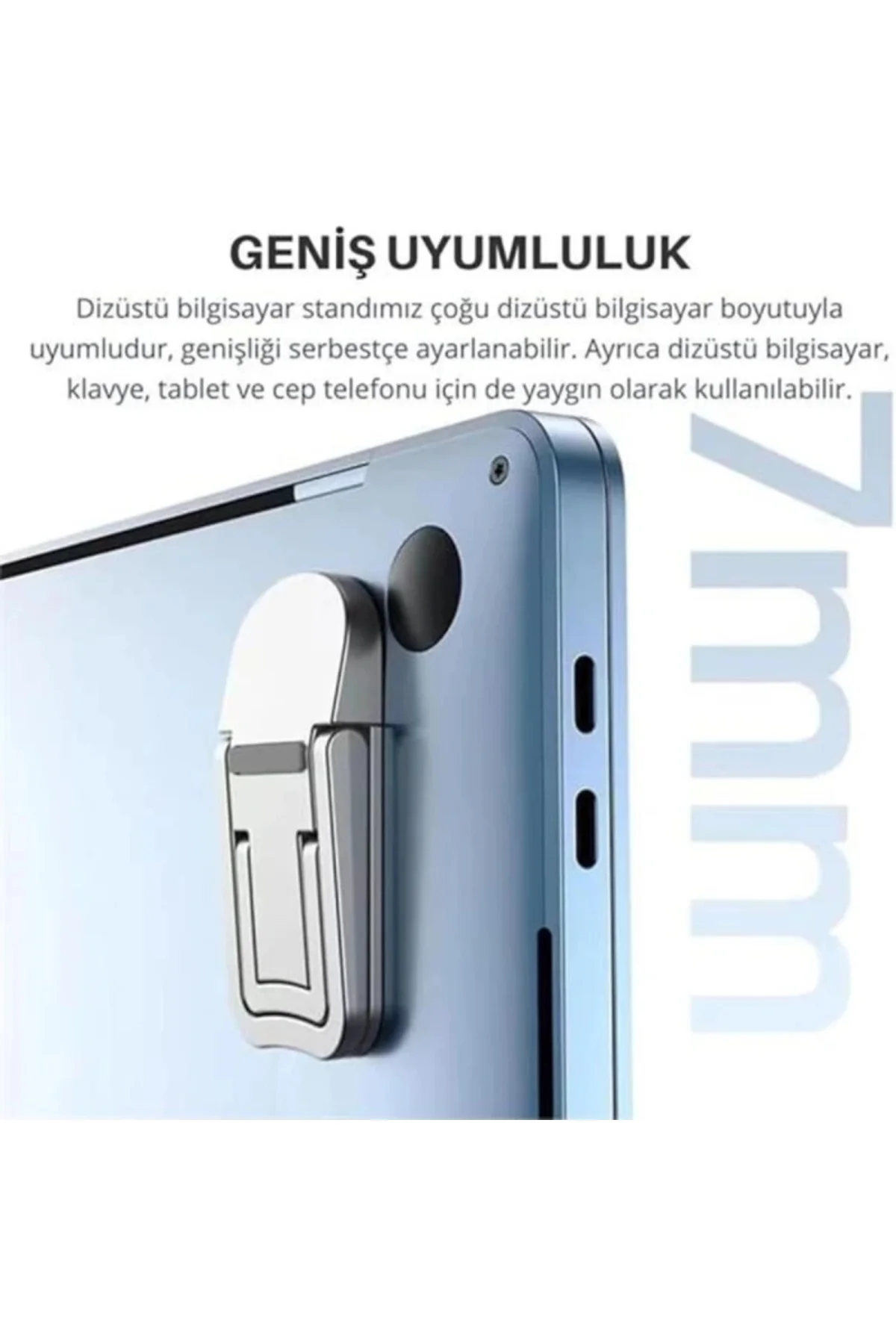 Polham Metal 2 adet 7MM 3M Yapışkanlı Katlanabilir Ultra Mini Laptop Standı,2 Açılı Laptop