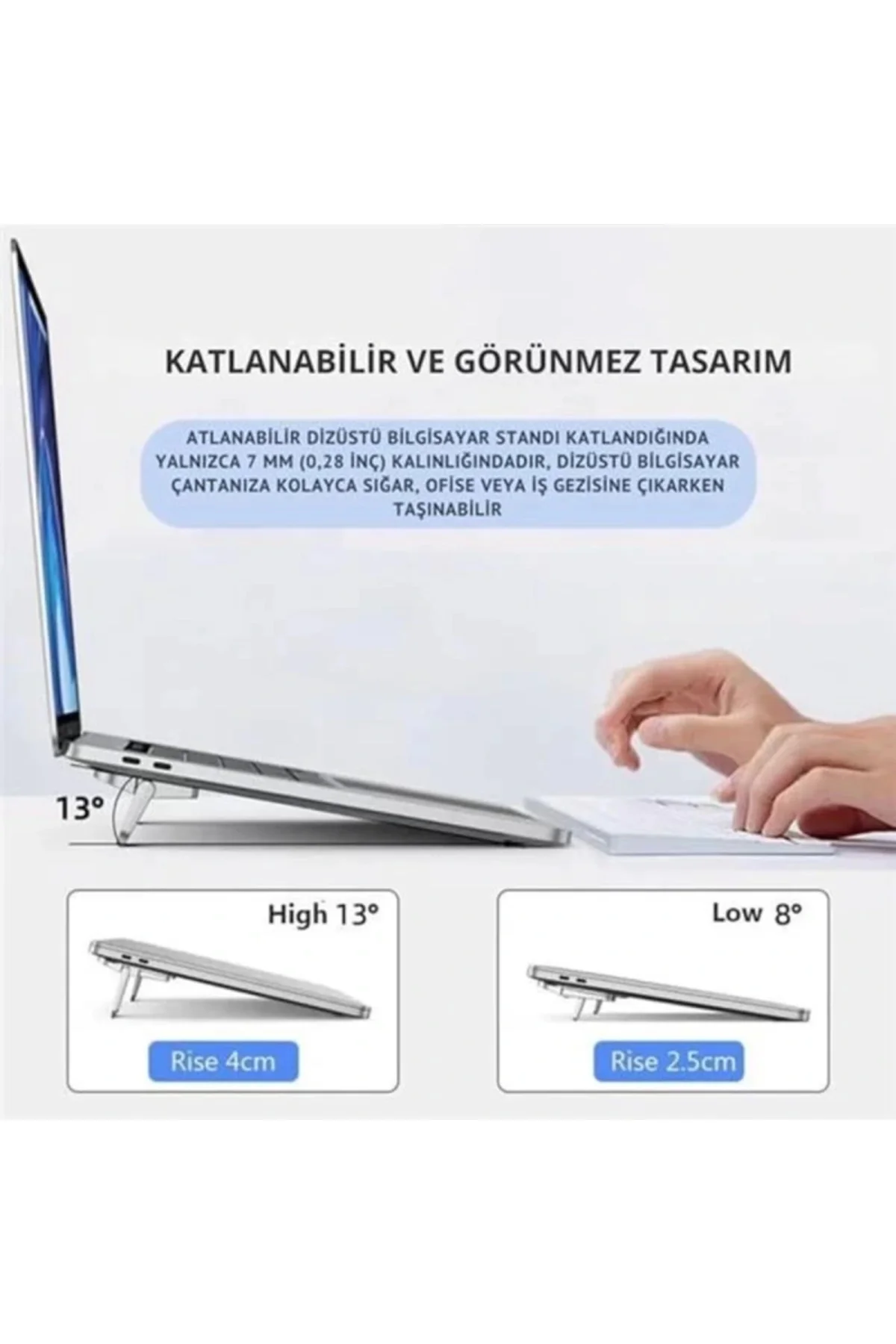 Polham Metal 2 adet 7MM 3M Yapışkanlı Katlanabilir Ultra Mini Laptop Standı,2 Açılı Laptop