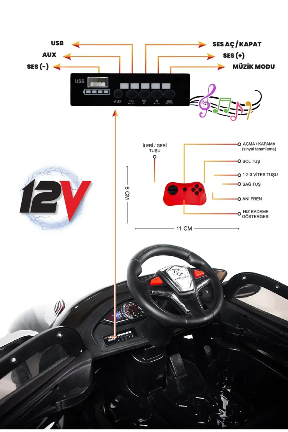 Polıce Jagor Akülü Araba 12v