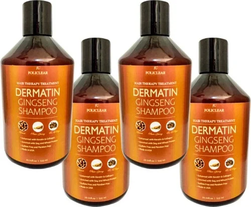 Policlear Dermatin Şampuan 500 ml x 4 Adet + Jel – Saç Derisi ve Kepek İçin Dermatolojik Bakım Seti