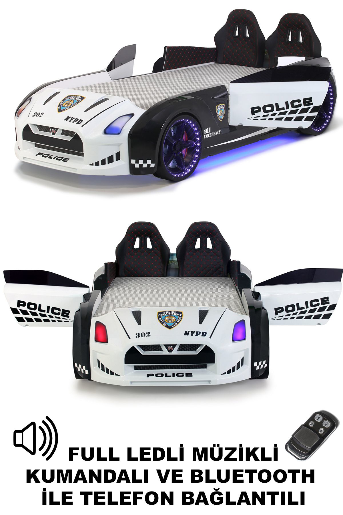 Ferramini Polis Arabalı Yatak Kapıları Açılan Gtr Full Ledli Kumandalı Ve M