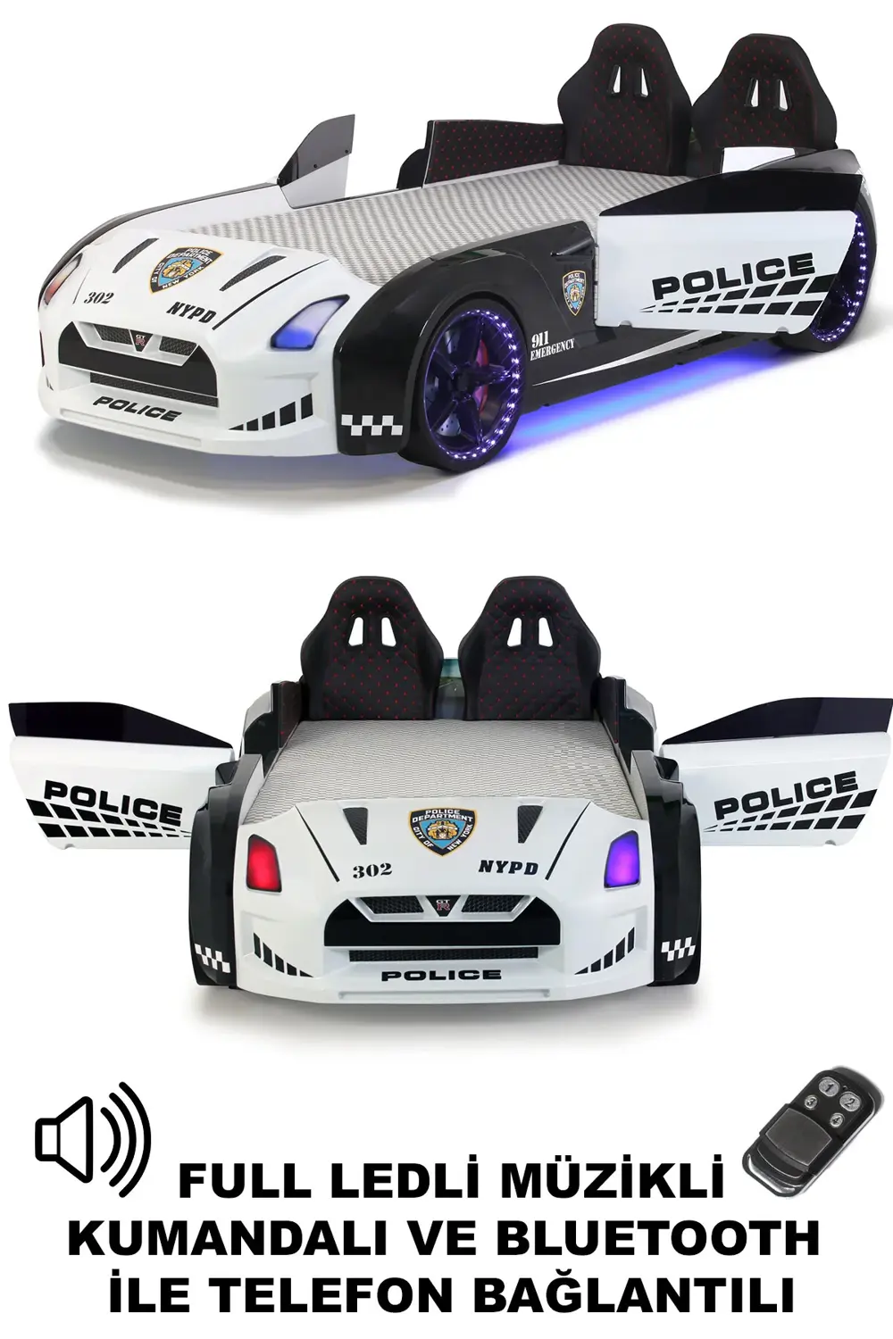Polis Arabalı Yatak Kapıları Açılan GTR Full Ledli Kumandalı ve M