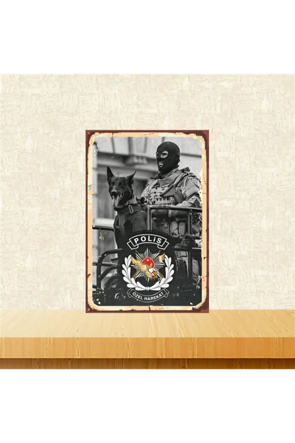 Polis Özel Harekat 20-30 Cm Retro Ahşap Tablo Tkfx4563