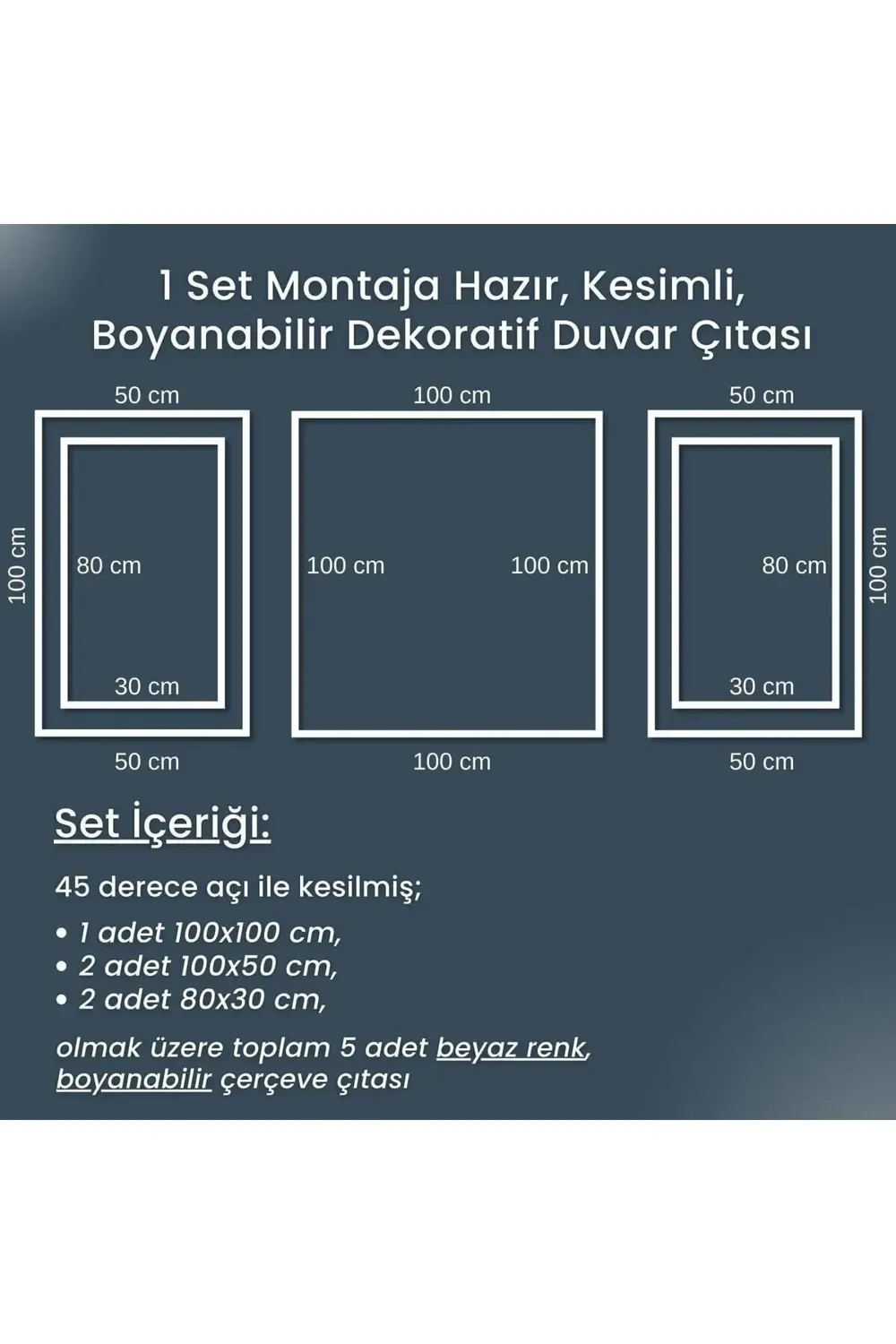 Poliüretan Boyanabilir Dekoratif Duvar Çıtası, Montaja Hazır, Kes