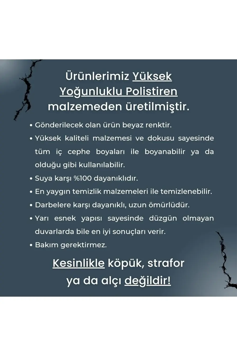 Poliüretan Boyanabilir Dekoratif Duvar Çıtası, Montaja Hazır, Kes