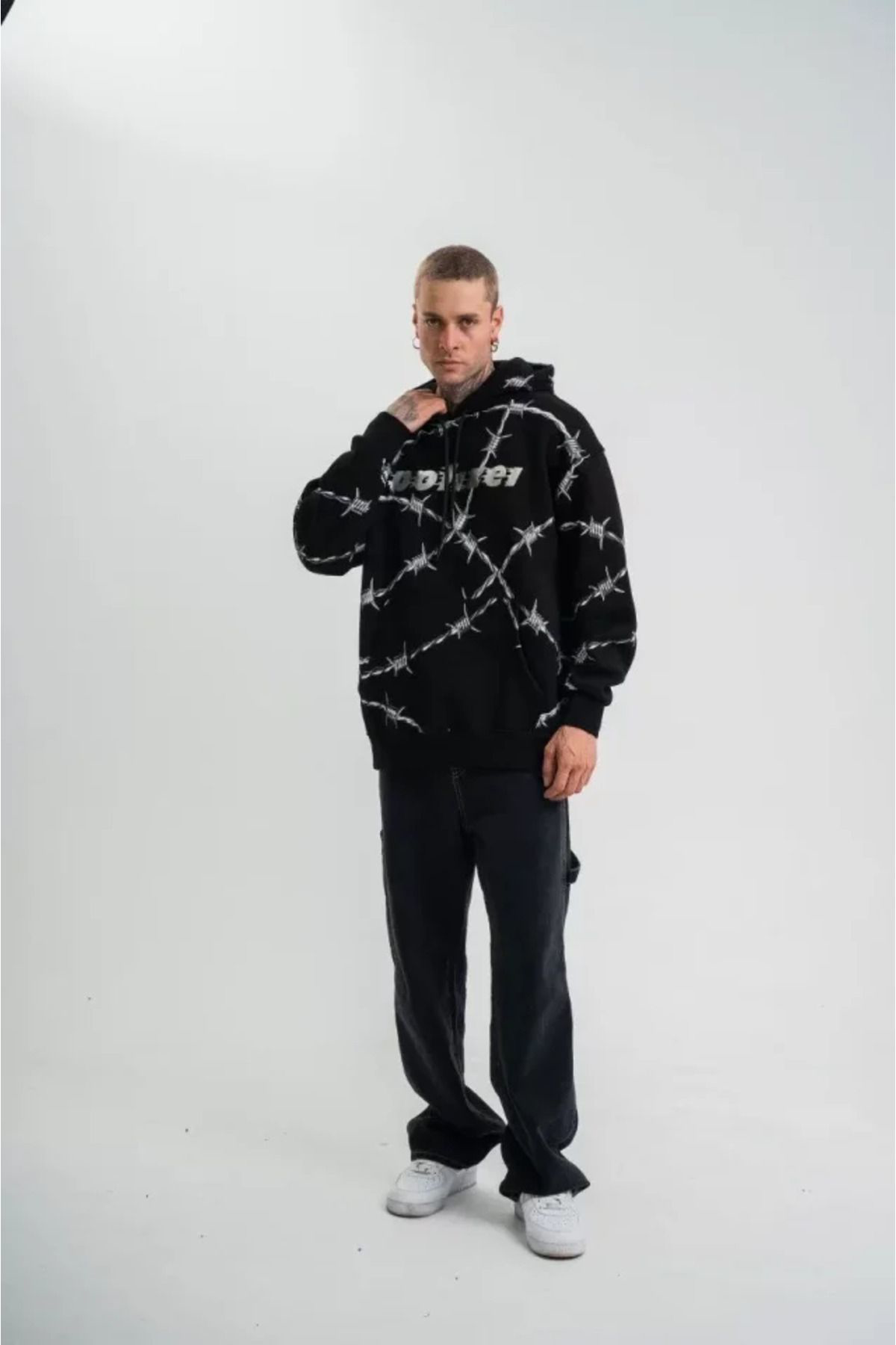 POLIZEI Premium Kalite Kapşonlu Varak Ve Pano Baskılı SweatShirt 