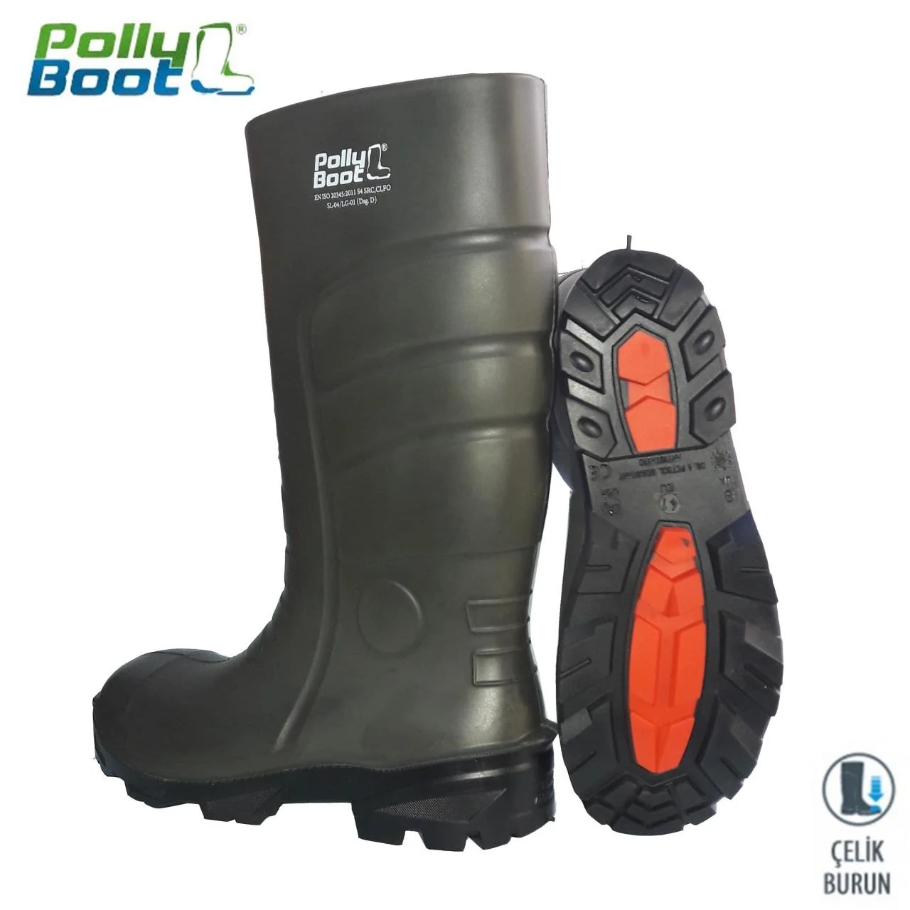 Pollyboot Vega 39 Numara Çelik Blu Çizme Poliüratan