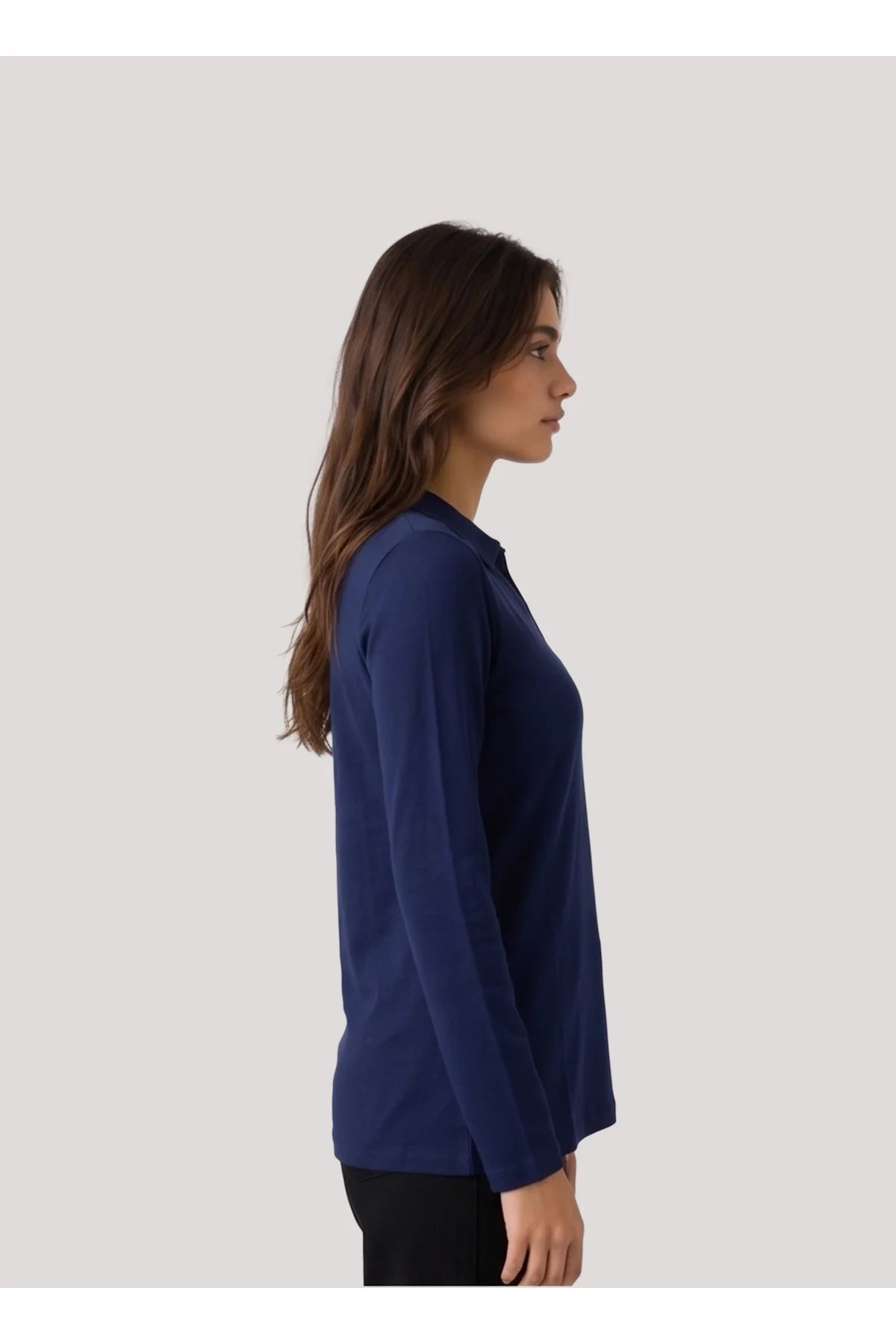 polo yaka %100 pamuk detaylı kadın bluz