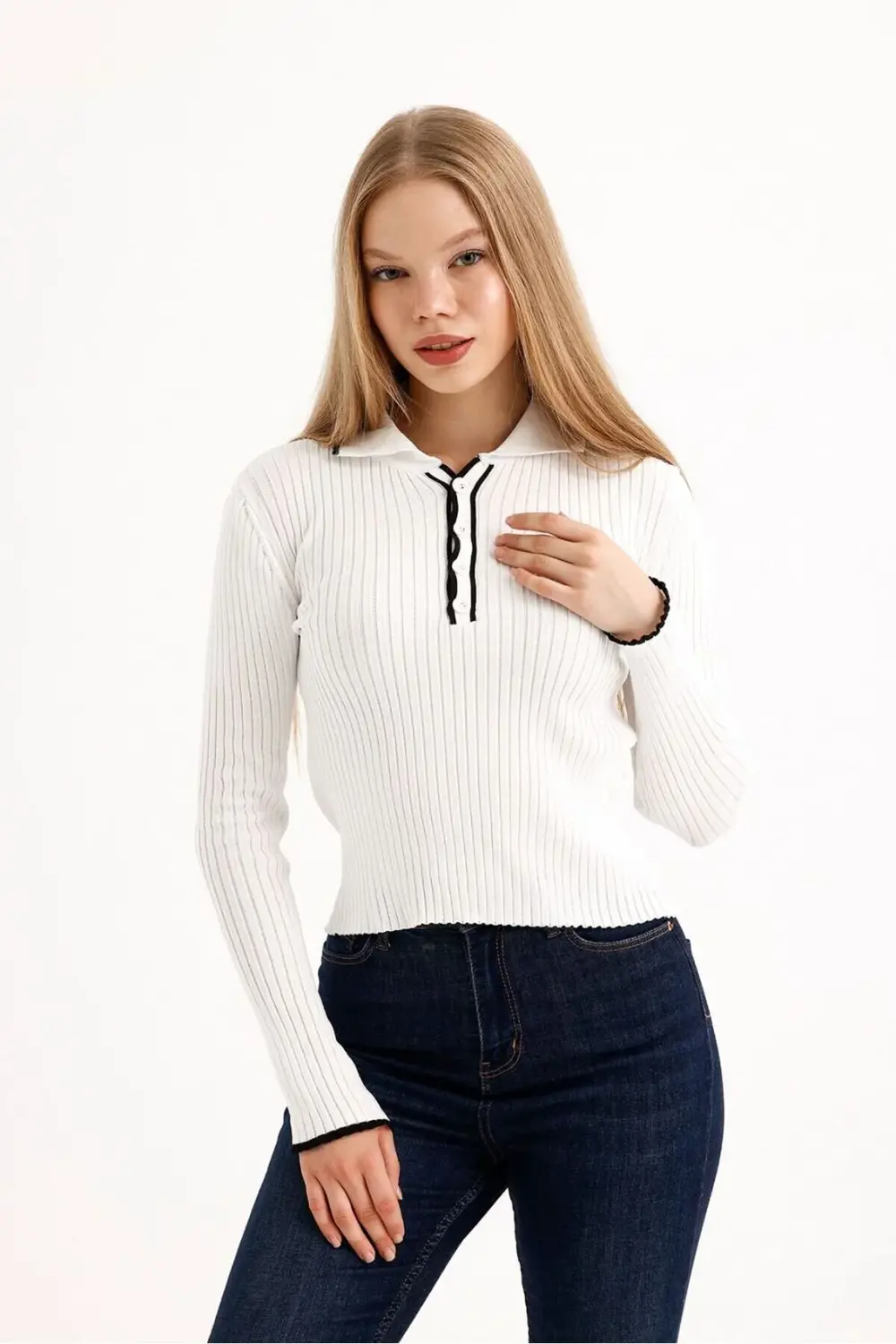 POLO YAKA KADIN TRİKO KAZAK