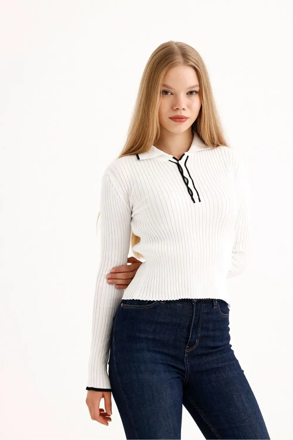 POLO YAKA KADIN TRİKO KAZAK