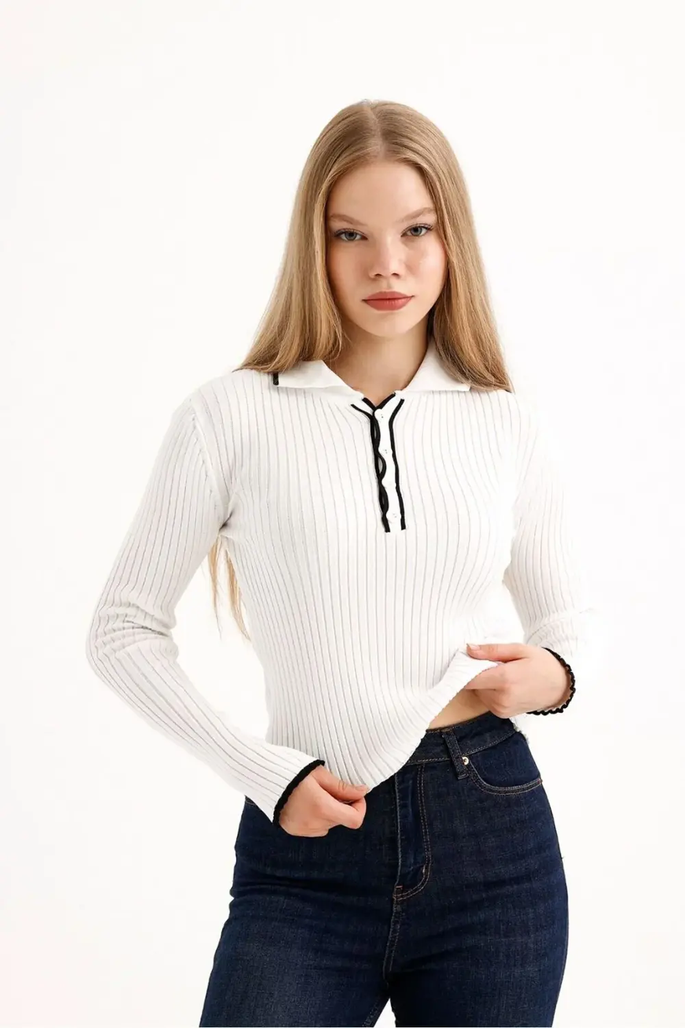 POLO YAKA KADIN TRİKO KAZAK