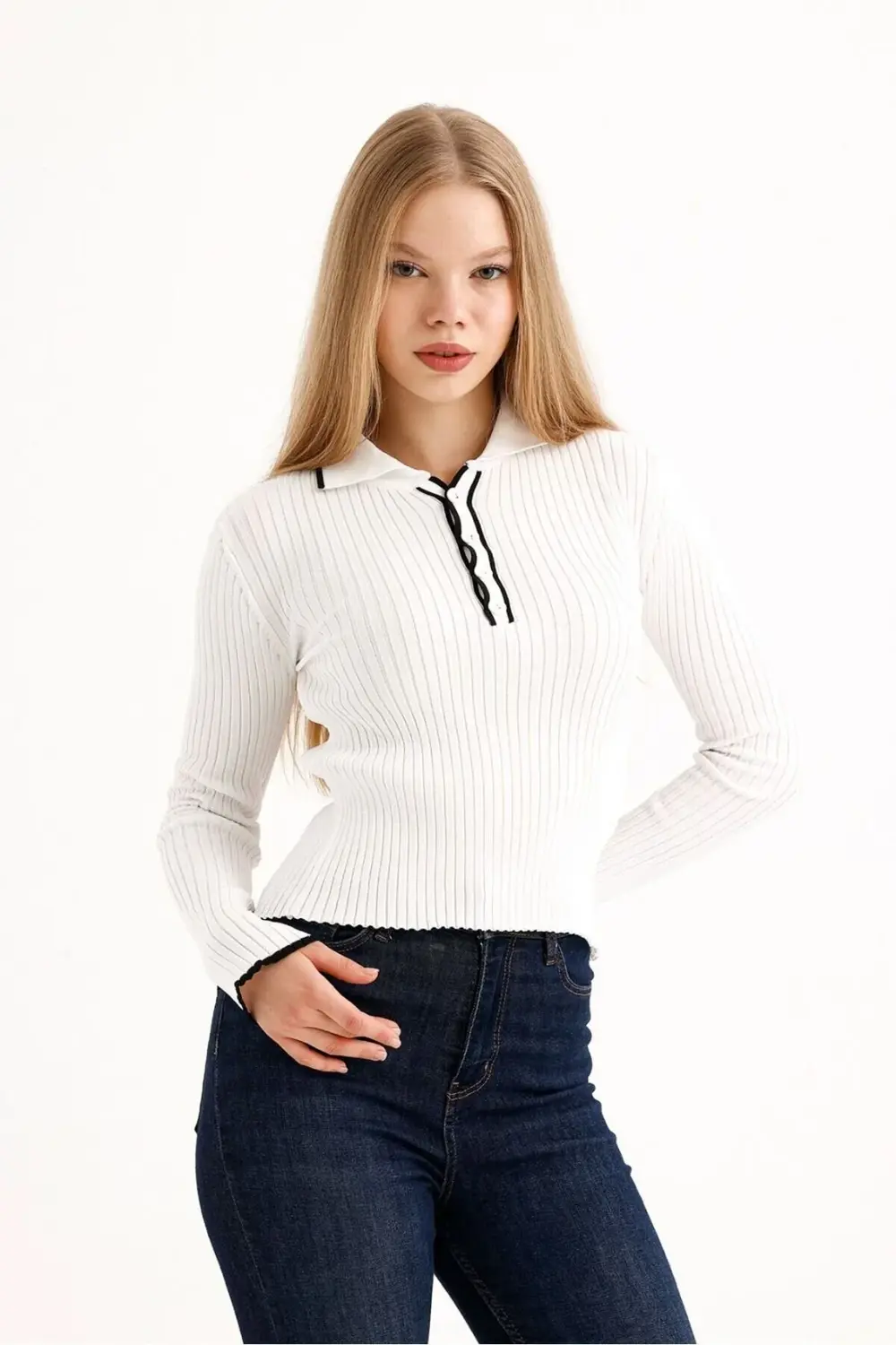 POLO YAKA KADIN TRİKO KAZAK