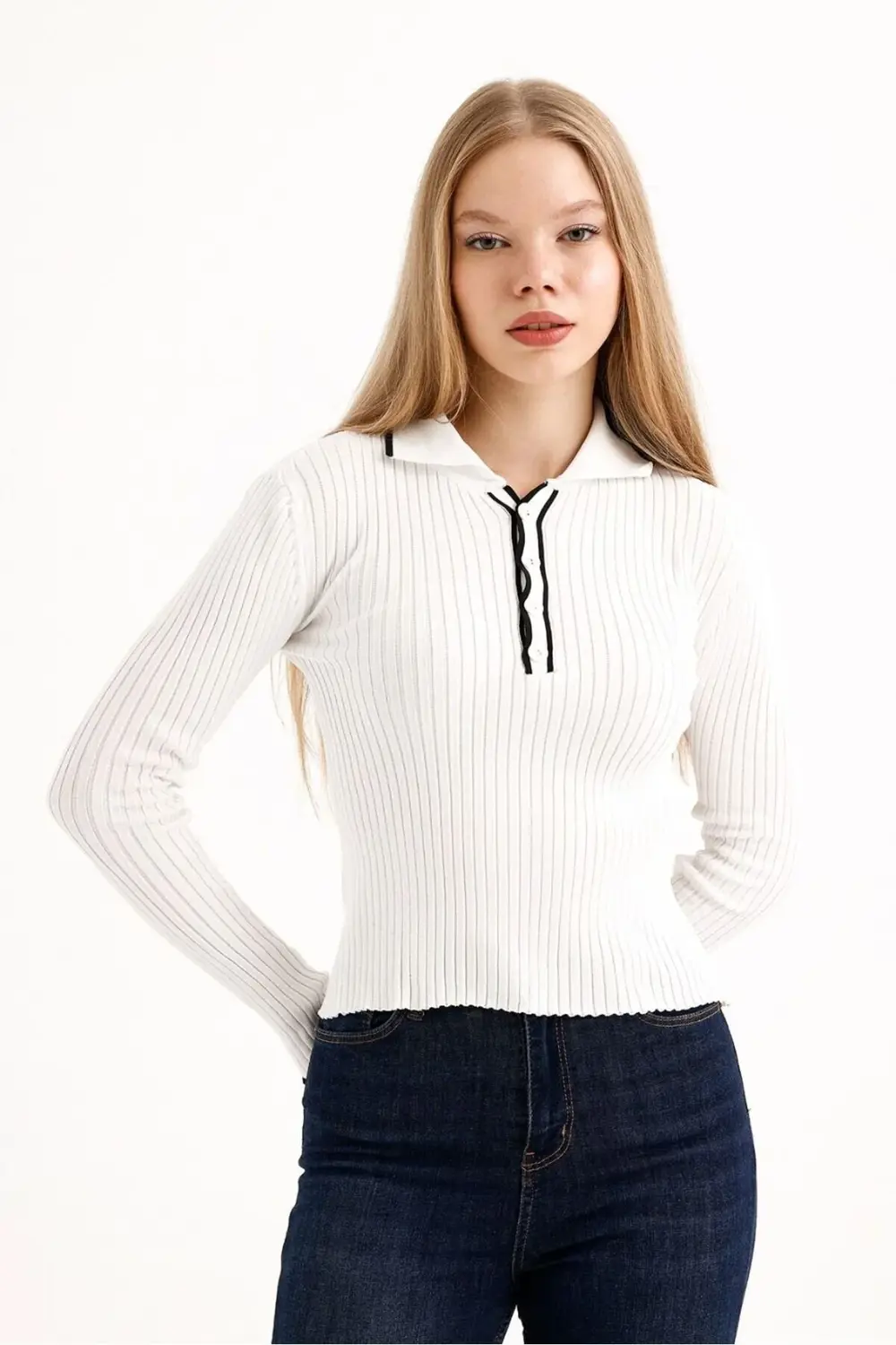 POLO YAKA KADIN TRİKO KAZAK