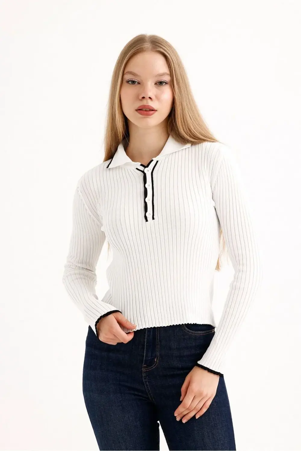 POLO YAKA KADIN TRİKO KAZAK