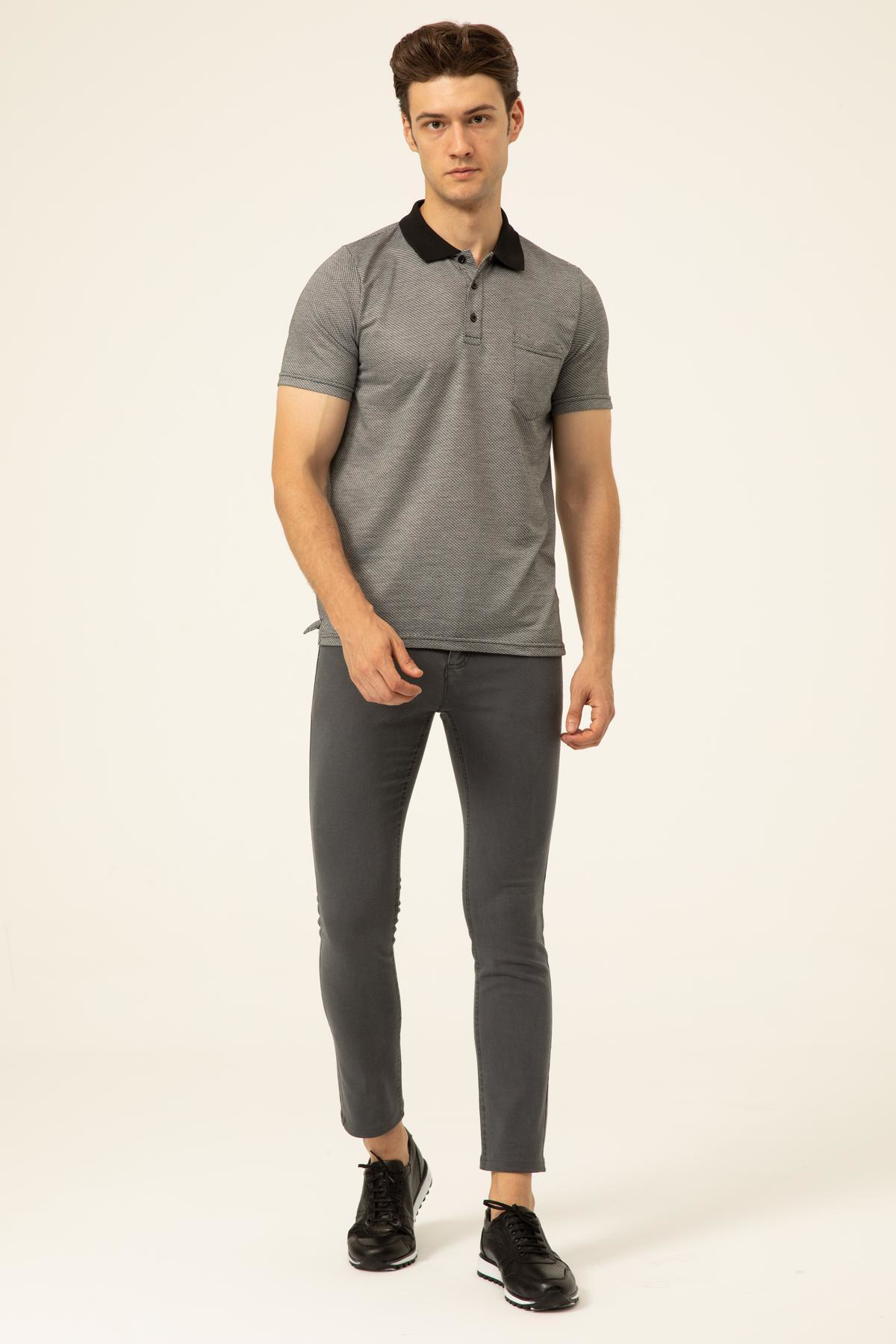 Süvari Polo Yaka Regular Kalıp Armürlü Tişört