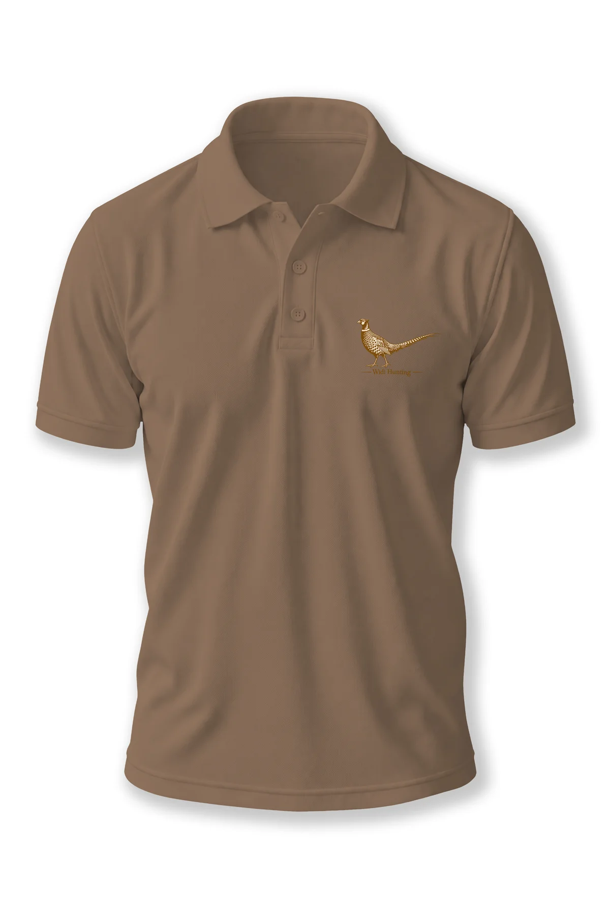 Polo Yaka Tişört Minimalist Doğa Sülün Baskılı Düğmeli