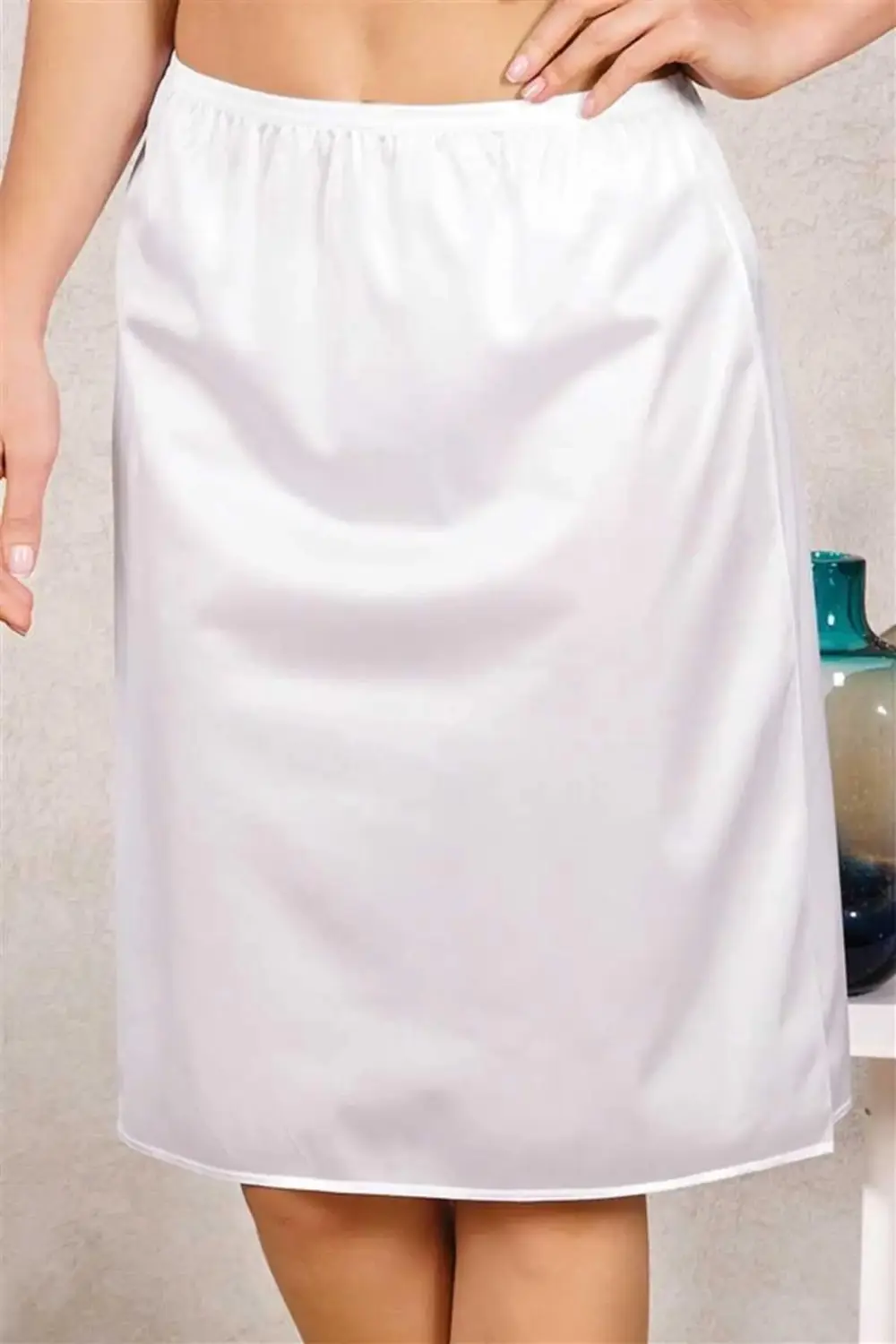 Polyamid Diz Altı Uzun Etek Jüpon