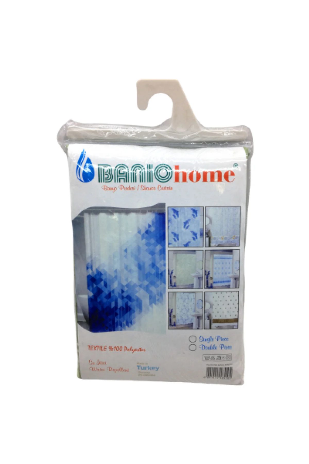 Polyester Çift Kanat Su Itici Banyo Perdesi 90x200cm (K0)