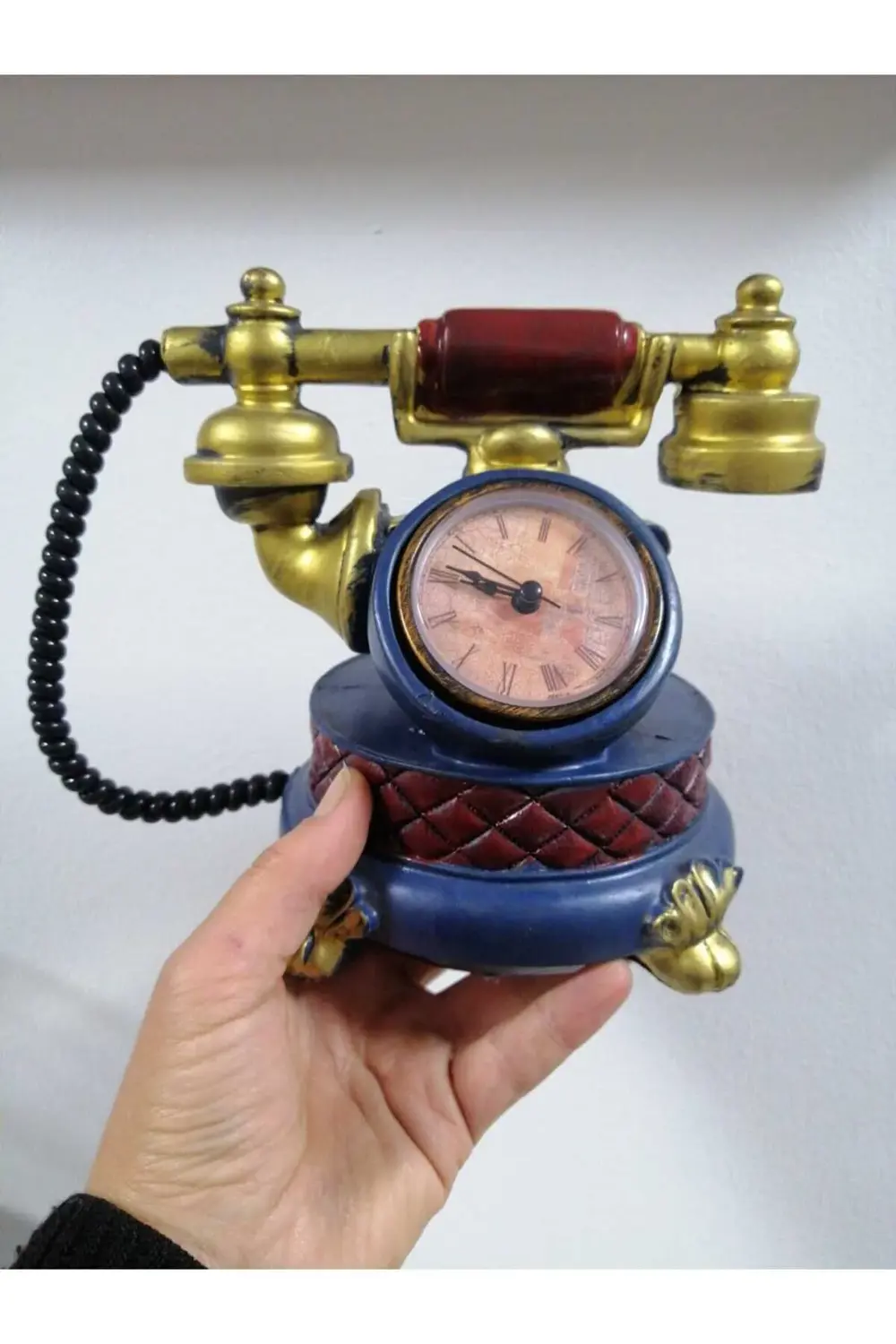 Polyester Dekoratif Masa Üstü Kumbara Telofon Saat