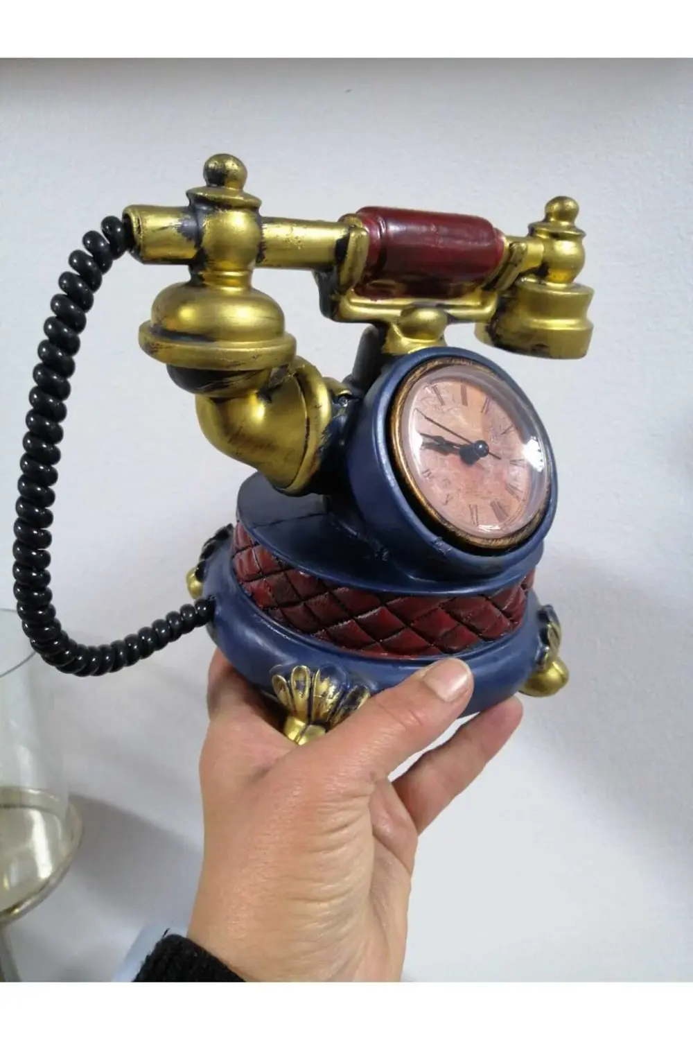 Polyester Dekoratif Masa Üstü Kumbara Telofon Saat