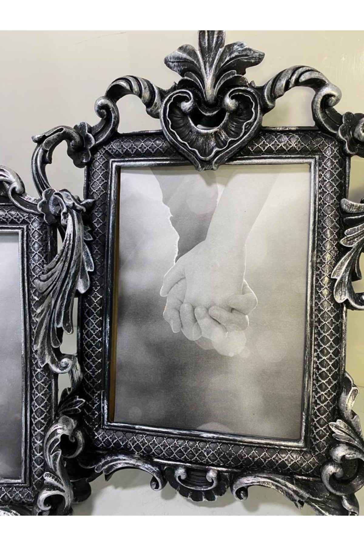 Elif Aksesuar Polyester İkili Resim Çerçevesi Siyah Gümüş