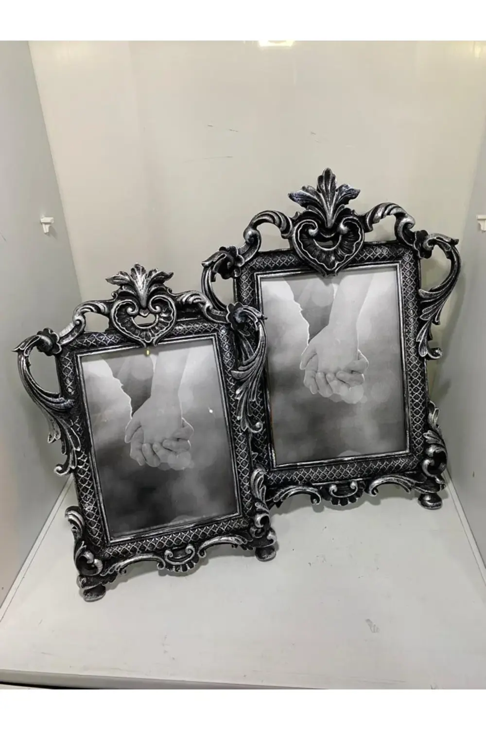 Polyester Ikili Resim Çerçevesi Siyah Gümüş