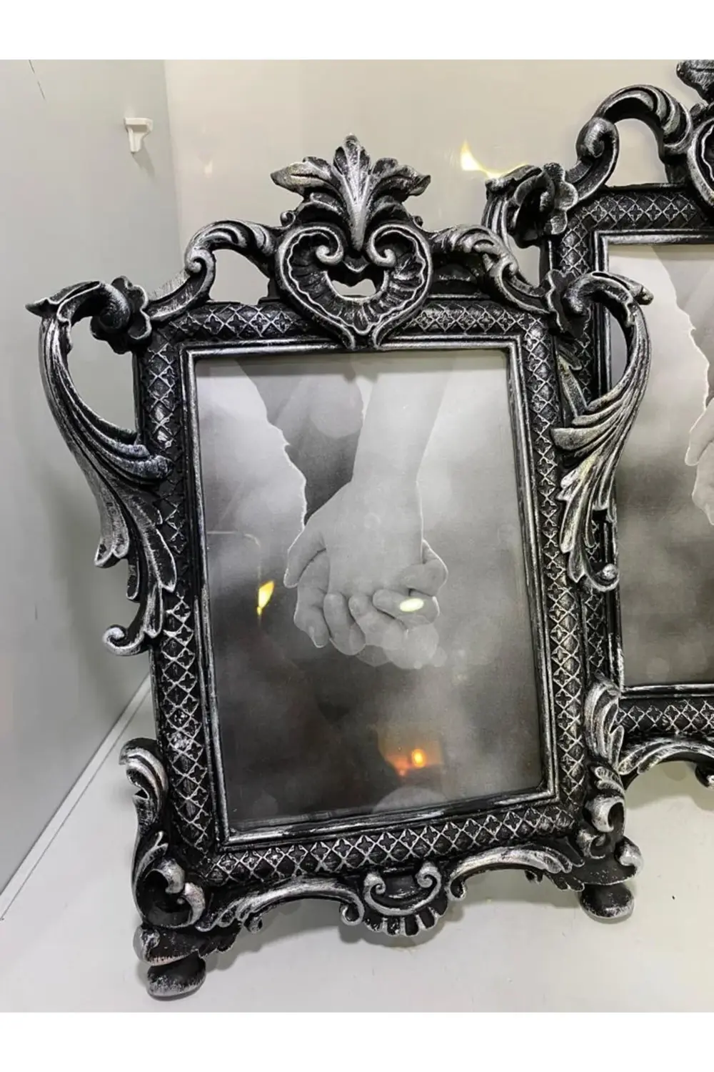 Polyester Ikili Resim Çerçevesi Siyah Gümüş