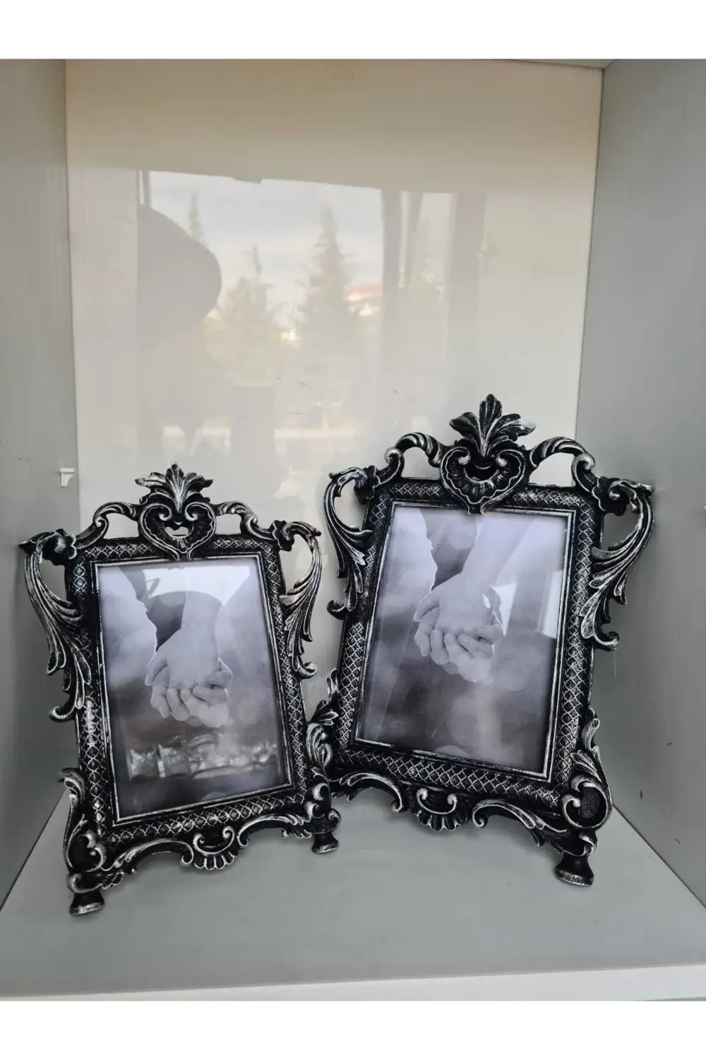 Polyester Ikili Resim Çerçevesi Siyah Gümüş