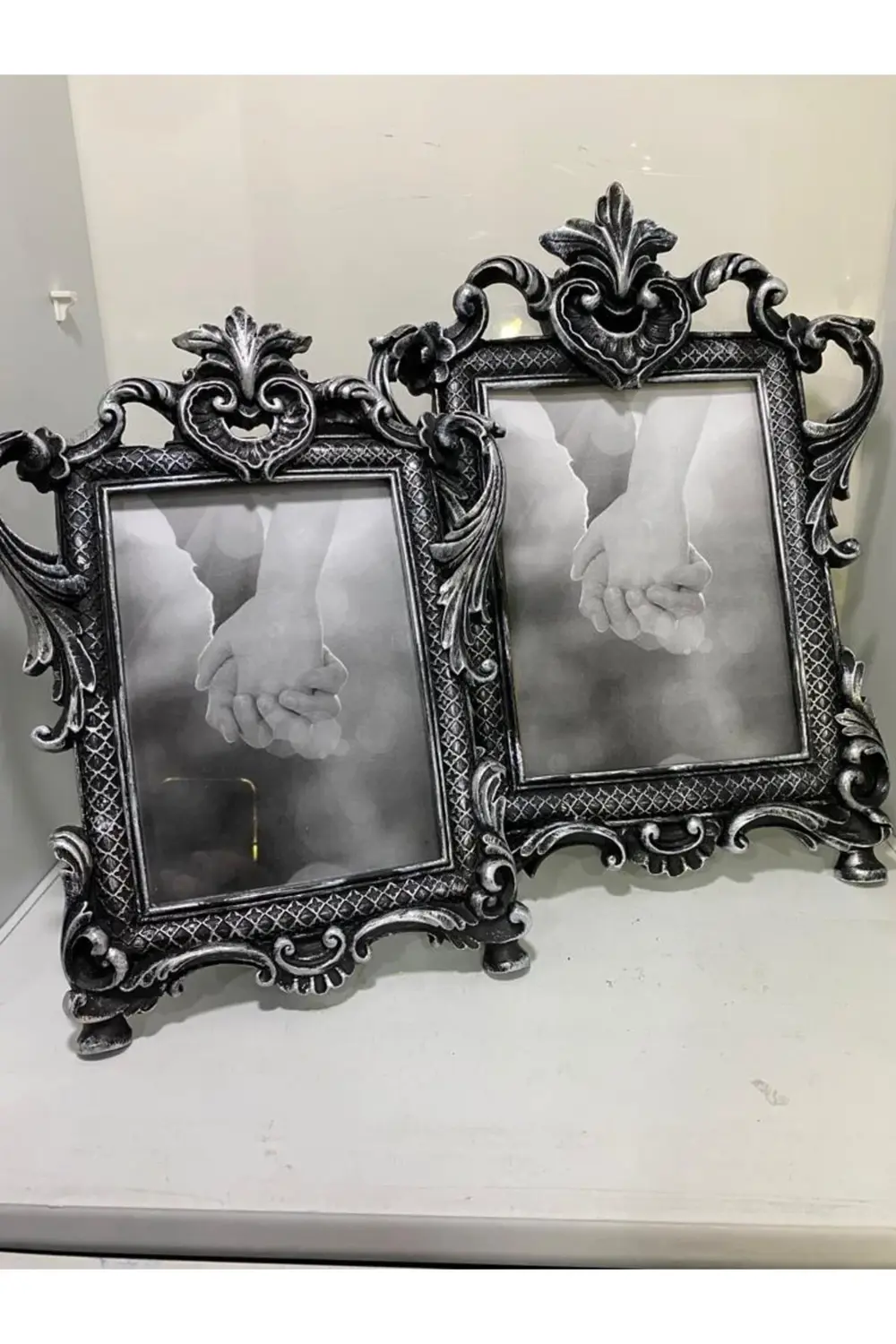 Polyester Ikili Resim Çerçevesi Siyah Gümüş