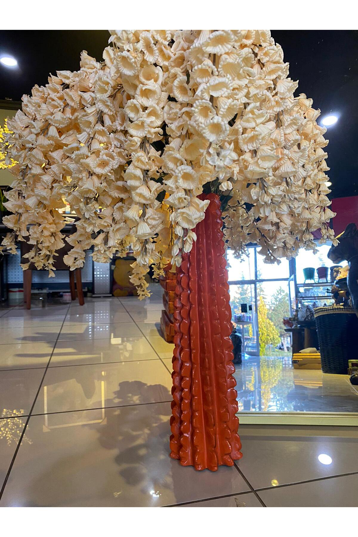 Elif Aksesuar Polyester Kaktüs Vazo Turuncu (Çiçeksiz)