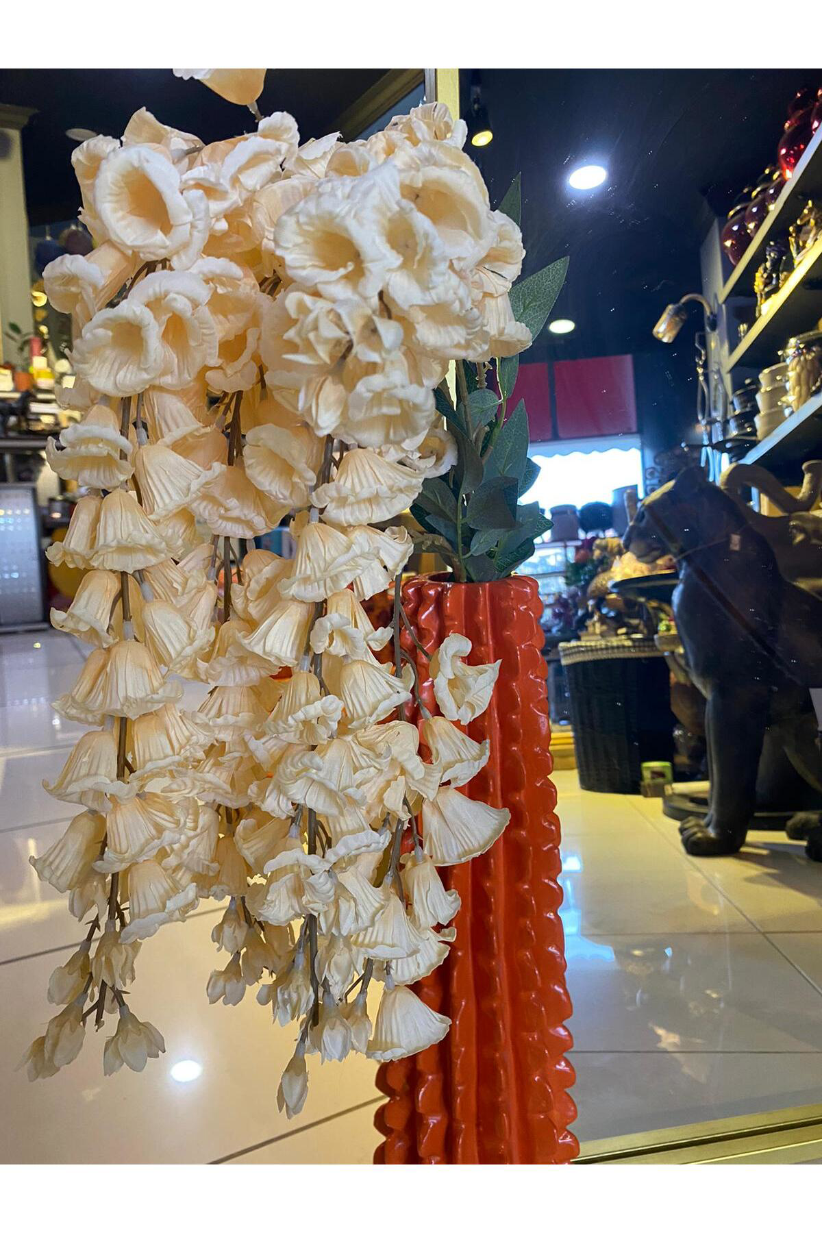 Elif Aksesuar Polyester Kaktüs Vazo Turuncu (Çiçeksiz)