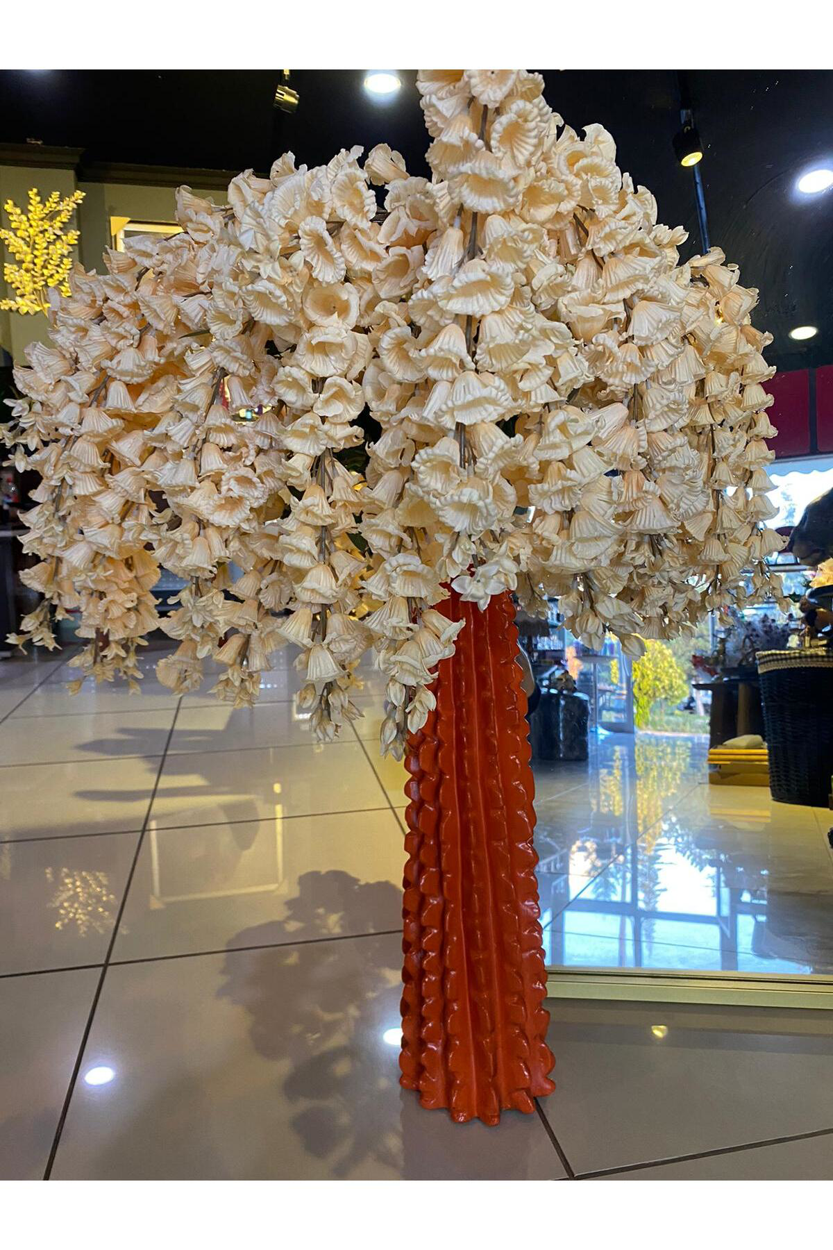 Elif Aksesuar Polyester Kaktüs Vazo Turuncu (Çiçeksiz)