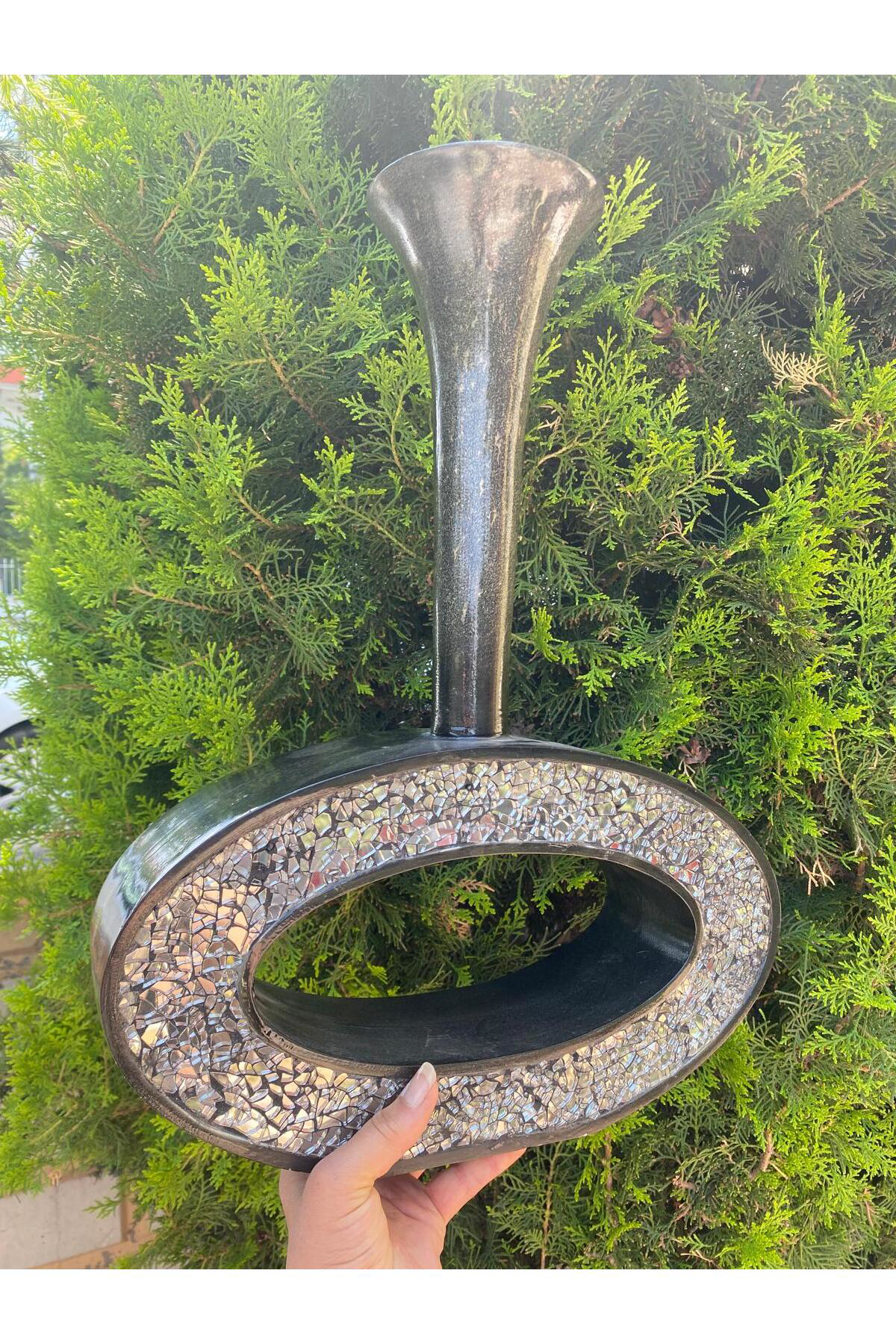 Elif Aksesuar Polyester Taşlı Dekoratif Vazo