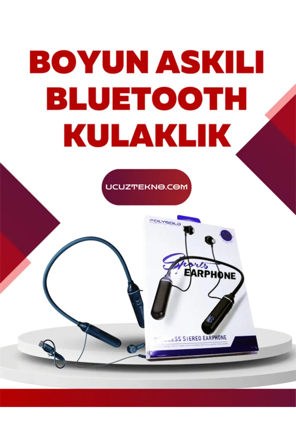 Polygold PG-100 Bluetooth Kulaklık – Ergonomik Boyun Bantlı Tasar