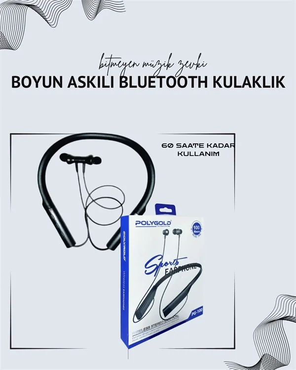 Polygold PG-100 Boyun Askılı Kablosuz Kulaklık – 200 Saat Bekleme Süresi, Stereo Ses, Mikrofonlu Fiyatı, Yorumları ve Özellikleri