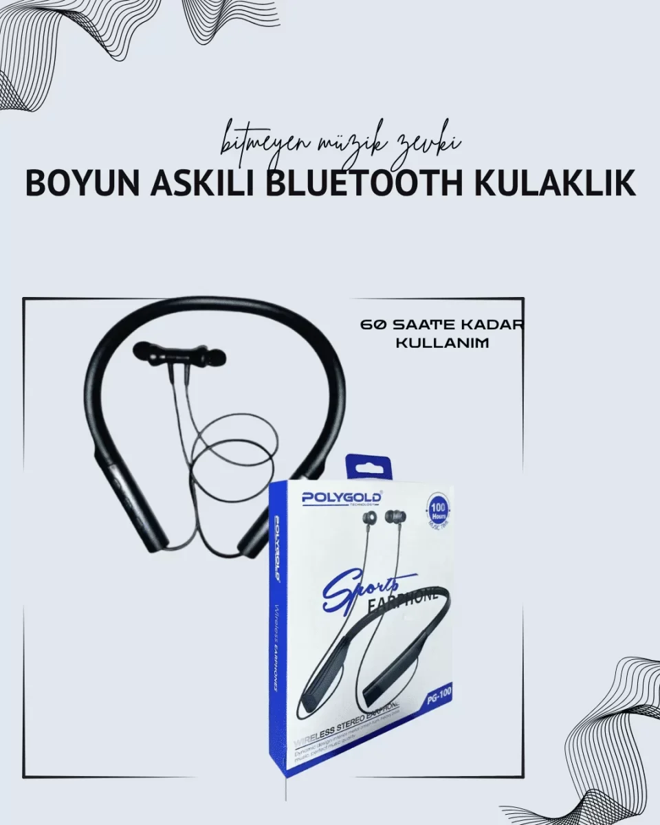 Polygold PG-100 Boyun Askılı Kablosuz Kulaklık – 200 Saat Bekleme