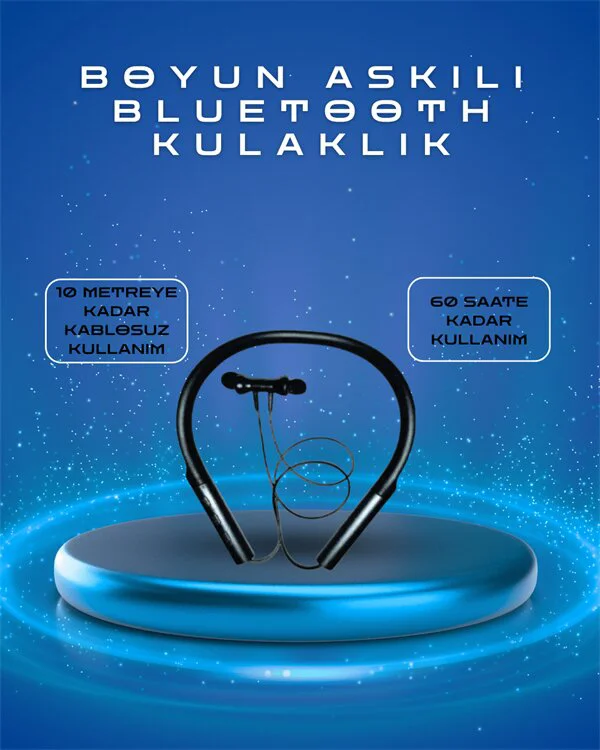 Polygold PG-100 Tip-C Şarjlı Bluetooth Kulaklık – Boyun Askılı Uzun Pil Ömürlü ve Mikrofonlu